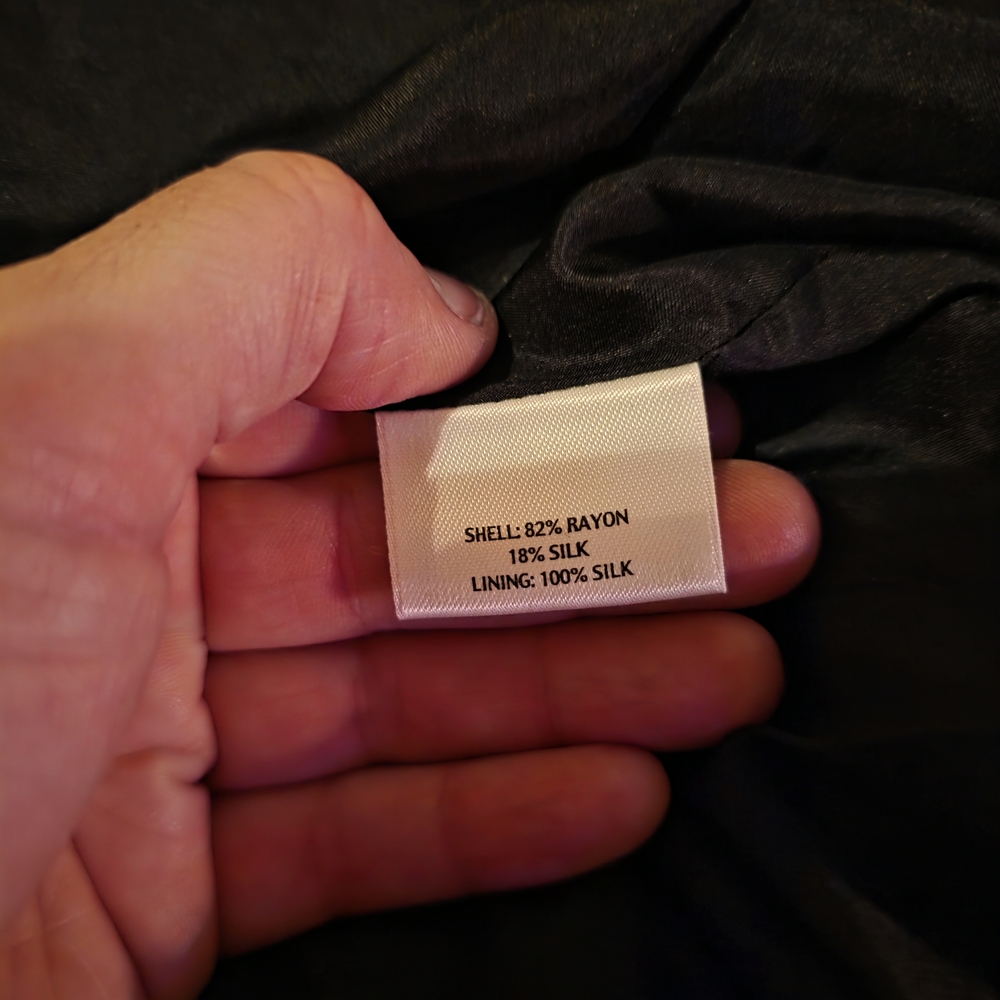 Eileen Fisher Open-Front Black Velvet Jacket Silk Blend Kimono Cardigan - Picture 9 of 11